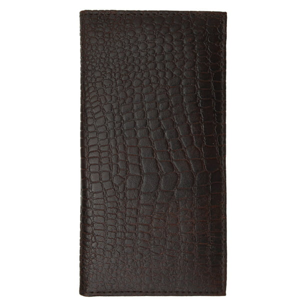 Crocodile Embossed Faux Leather Wallet 6 card slots id window black brown tan